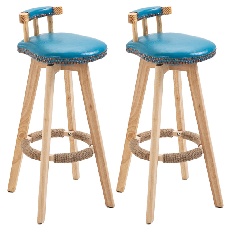 Taburetes escandinavos de madera natural para mostrador, taburetes de bar con respaldo bajo y reposapiés