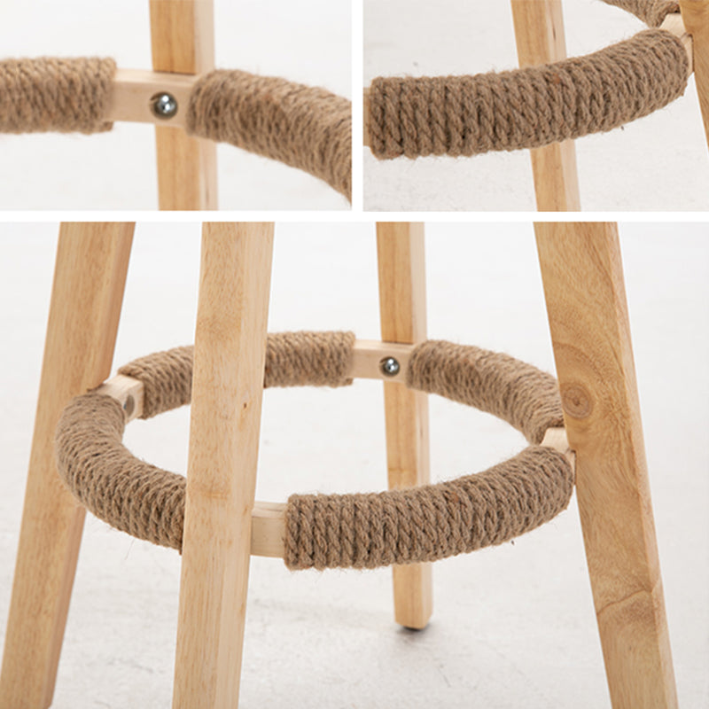 Taburetes escandinavos de madera natural para mostrador, taburetes de bar con respaldo bajo y reposapiés