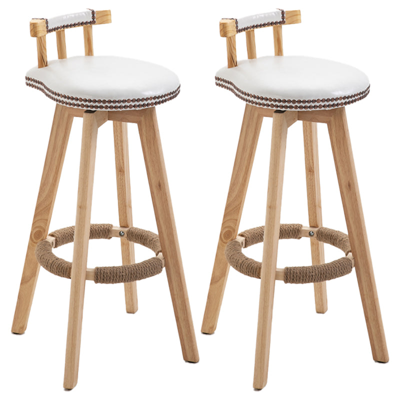 Taburetes escandinavos de madera natural para mostrador, taburetes de bar con respaldo bajo y reposapiés