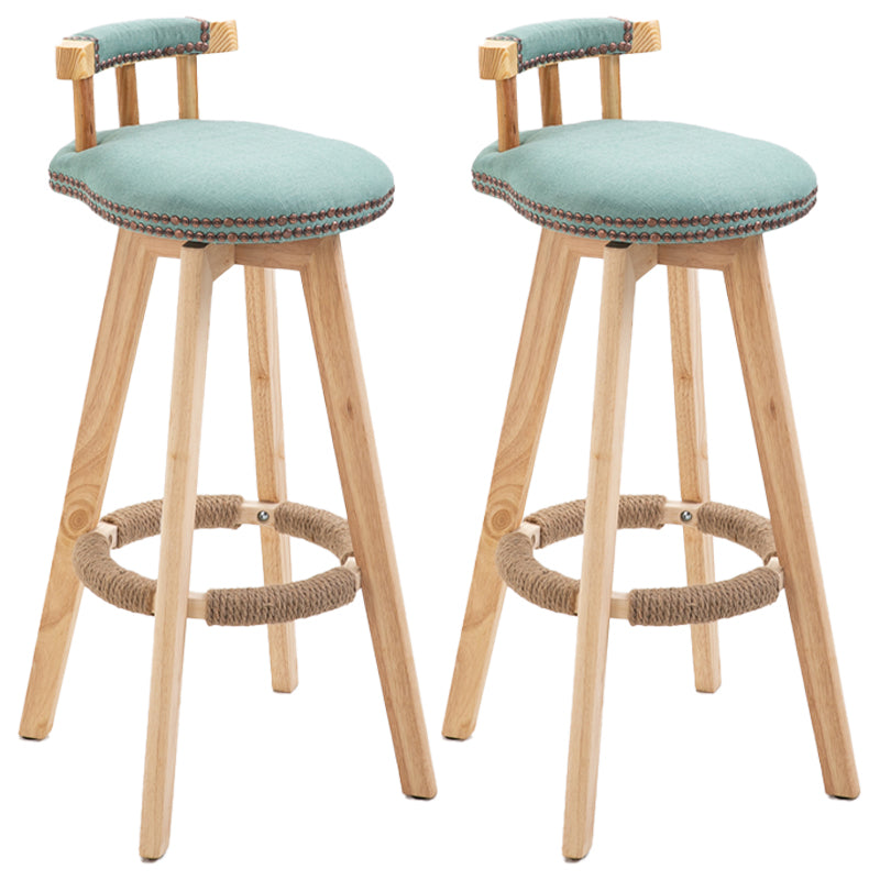 Taburetes escandinavos de madera natural para mostrador, taburetes de bar con respaldo bajo y reposapiés
