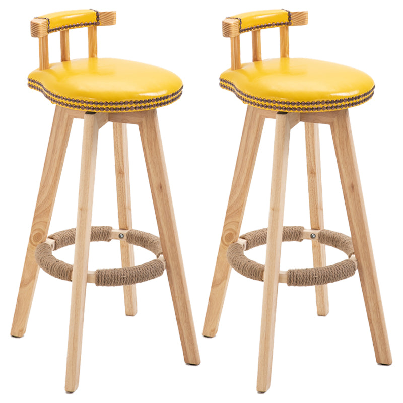 Taburetes escandinavos de madera natural para mostrador, taburetes de bar con respaldo bajo y reposapiés