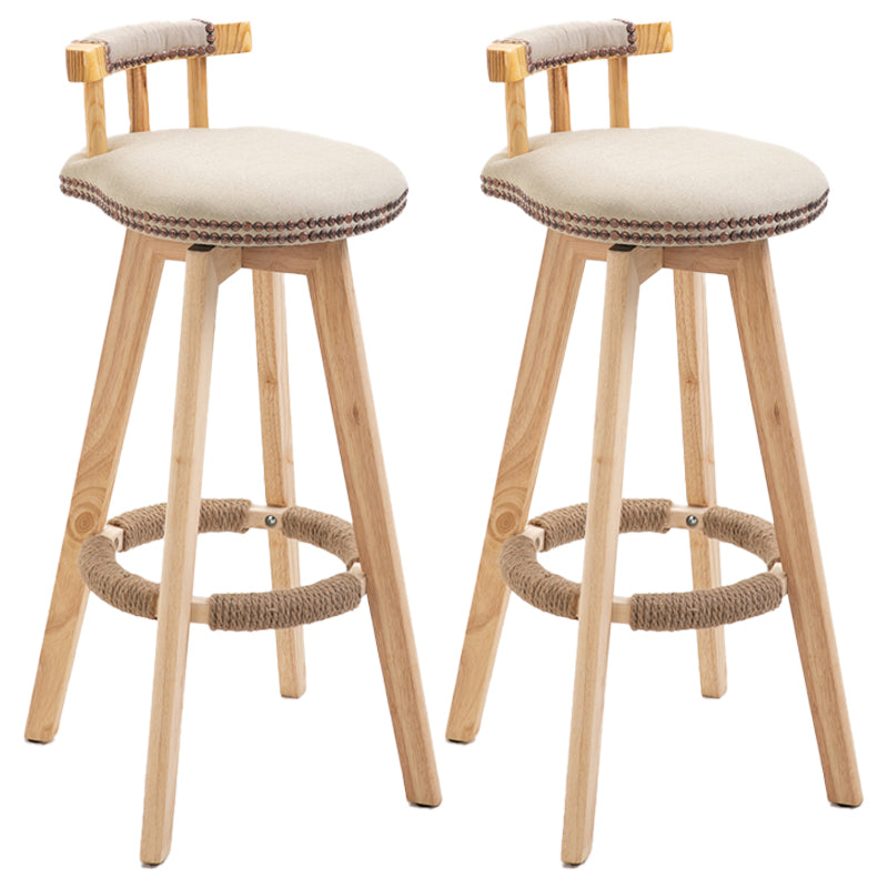Taburetes escandinavos de madera natural para mostrador, taburetes de bar con respaldo bajo y reposapiés