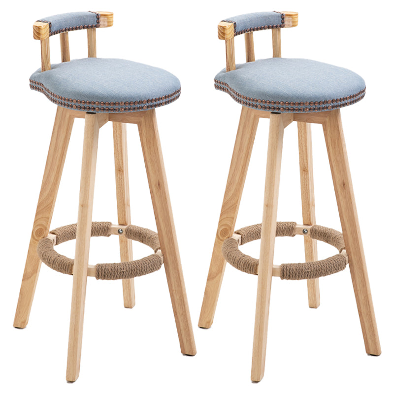 Taburetes escandinavos de madera natural para mostrador, taburetes de bar con respaldo bajo y reposapiés
