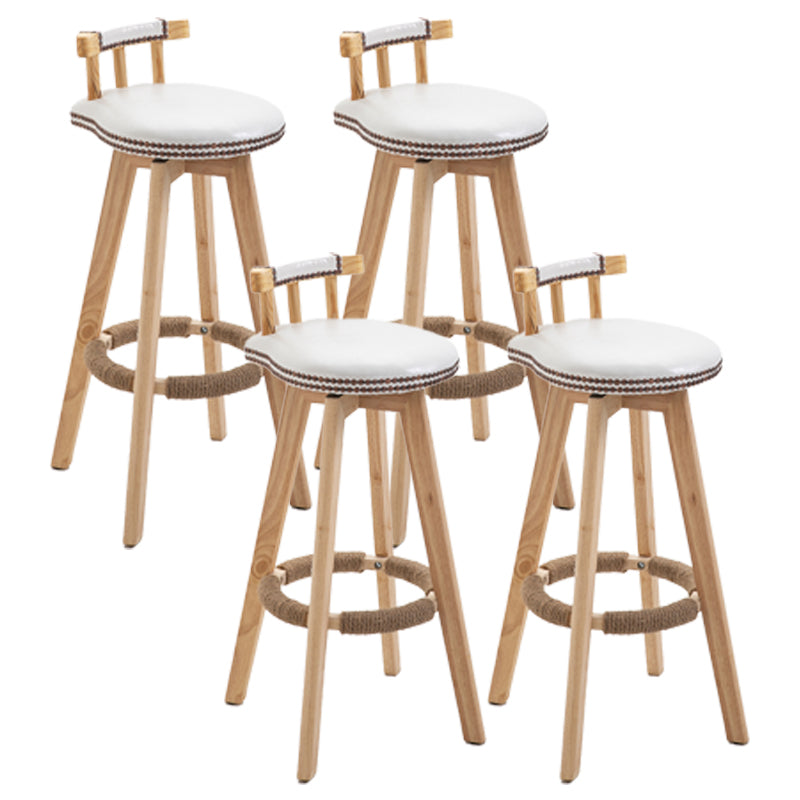 Taburetes escandinavos de madera natural para mostrador, taburetes de bar con respaldo bajo y reposapiés