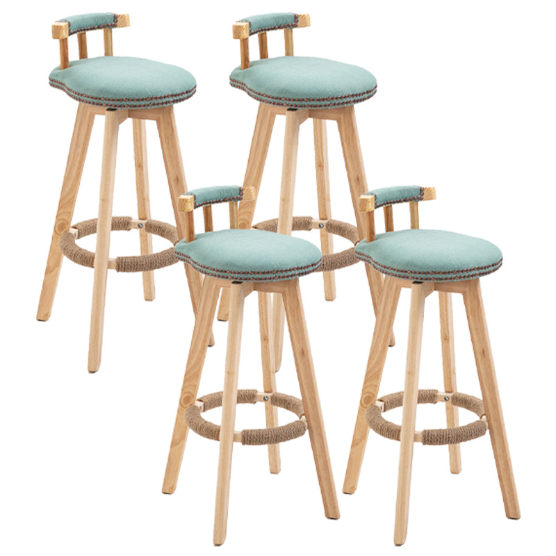 Taburetes escandinavos de madera natural para mostrador, taburetes de bar con respaldo bajo y reposapiés