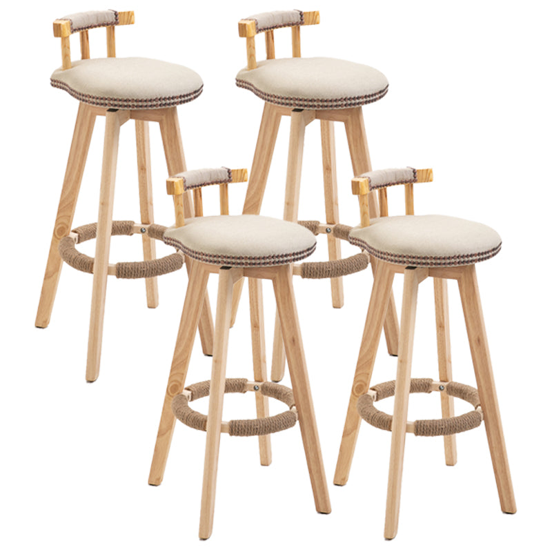 Taburetes escandinavos de madera natural para mostrador, taburetes de bar con respaldo bajo y reposapiés