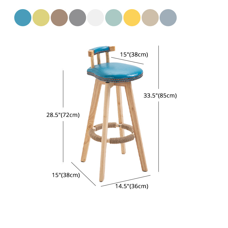 Taburetes escandinavos de madera natural para mostrador, taburetes de bar con respaldo bajo y reposapiés