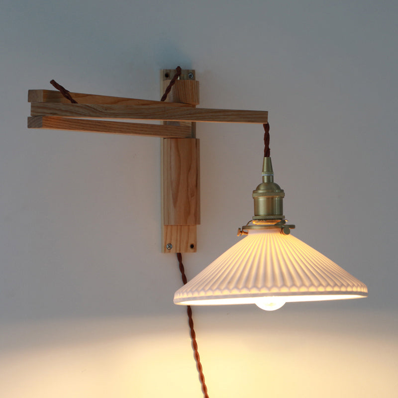 Moderner Stil ausgestellter Wandlampen Holz 1 Lichtwandbeleuchtung Armaturen