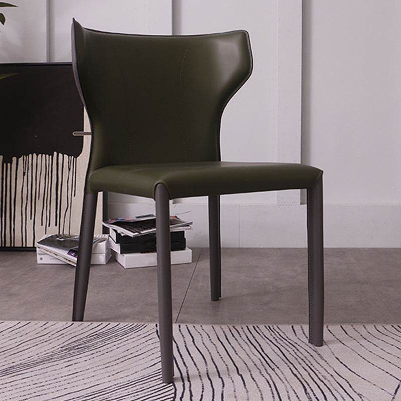 Contemporary Style Wingback Chair Armless Leather Dining Chairs