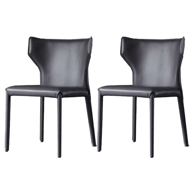 Contemporary Style Wingback Chair Armless Leather Dining Chairs