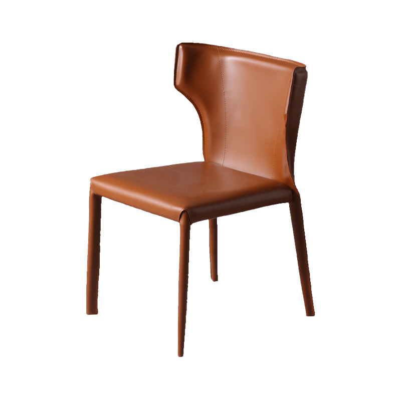 Contemporary Style Wingback Chair Armless Leather Dining Chairs