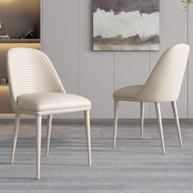 Chaises de salle à manger en cuir de chaise à dossier solide sans accoudoirs de style contemporain pour la cuisine