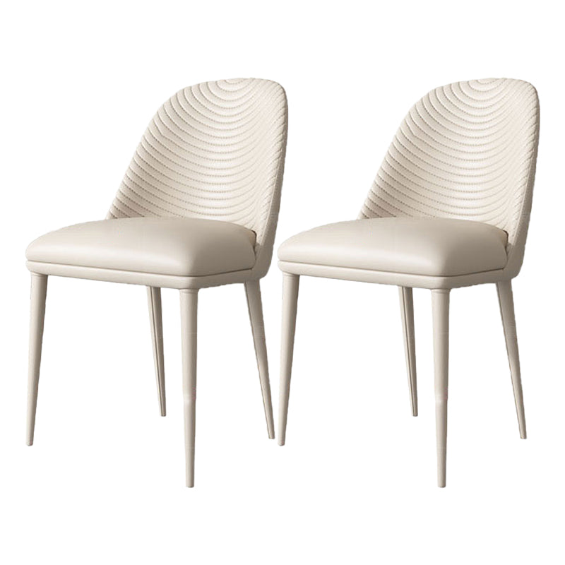 Chaises de salle à manger en cuir de chaise à dossier solide sans accoudoirs de style contemporain pour la cuisine