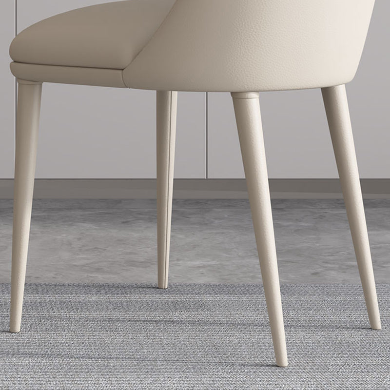 Chaises de salle à manger en cuir de chaise à dossier solide sans accoudoirs de style contemporain pour la cuisine
