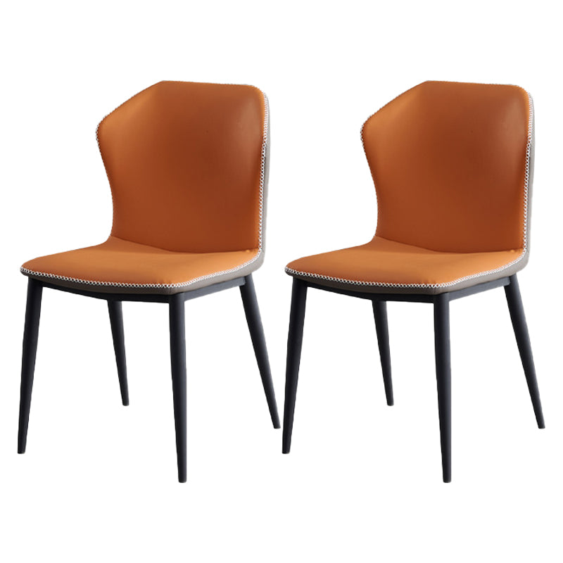 Chaises de salle à manger en cuir de chaise à oreilles sans accoudoirs de style contemporain