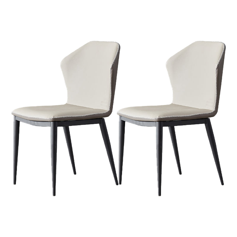Chaises de salle à manger en cuir de chaise à oreilles sans accoudoirs de style contemporain