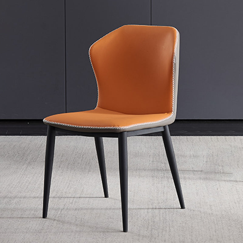Chaises de salle à manger en cuir de chaise à oreilles sans accoudoirs de style contemporain