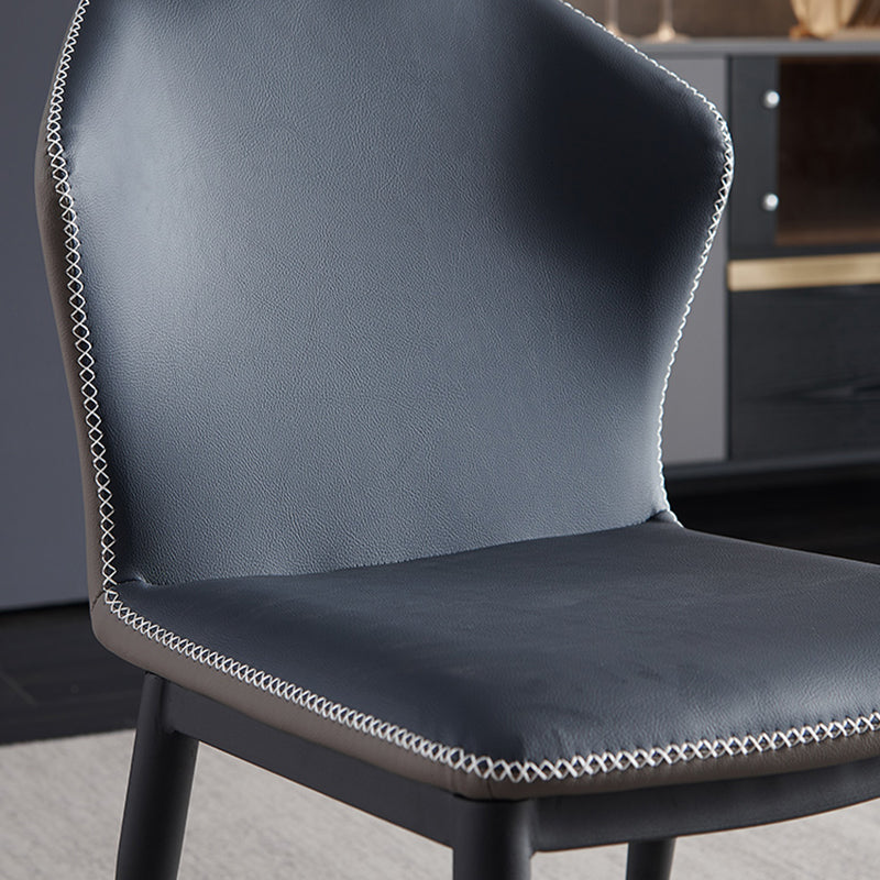 Chaises de salle à manger en cuir de chaise à oreilles sans accoudoirs de style contemporain