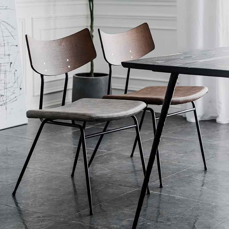 Chaises de salle à manger style contemporain Chaise sans accoudoirs à dossier ouvert avec pieds en métal