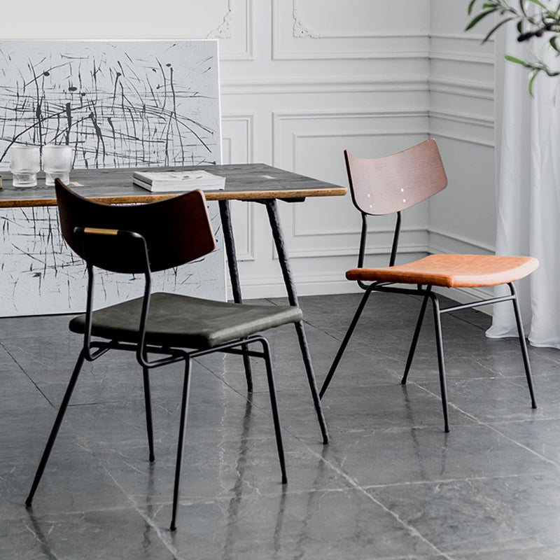 Chaises de salle à manger style contemporain Chaise sans accoudoirs à dossier ouvert avec pieds en métal