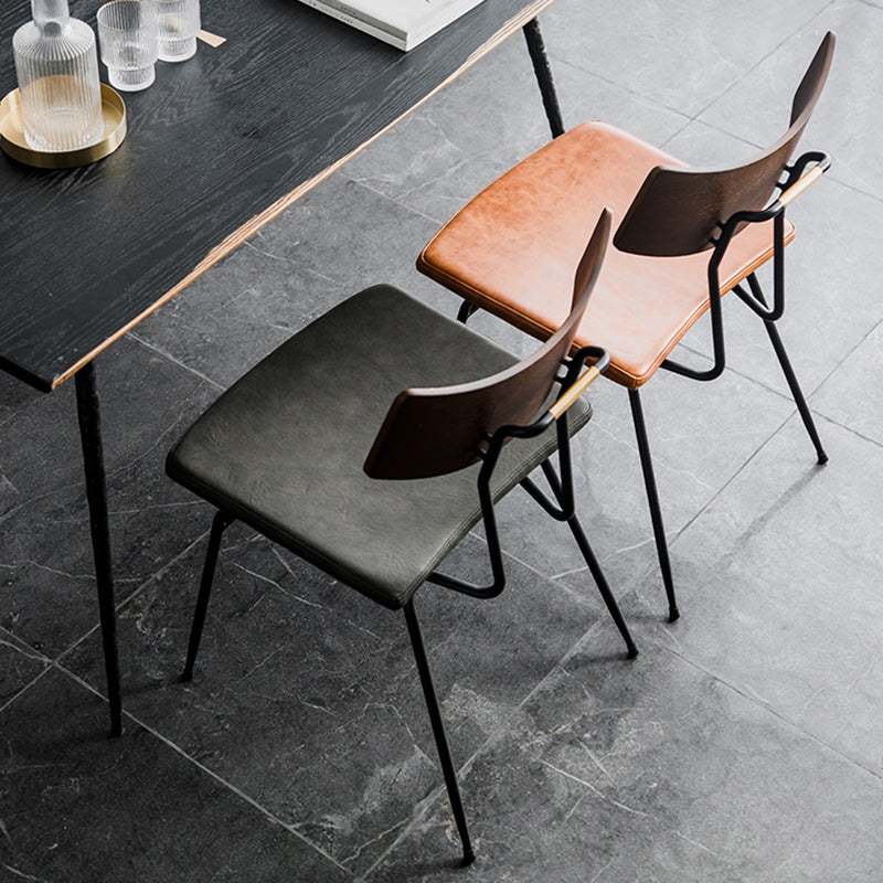 Chaises de salle à manger style contemporain Chaise sans accoudoirs à dossier ouvert avec pieds en métal