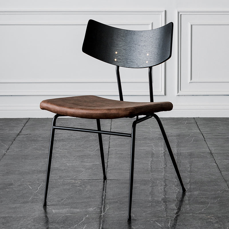 Chaises de salle à manger style contemporain Chaise sans accoudoirs à dossier ouvert avec pieds en métal