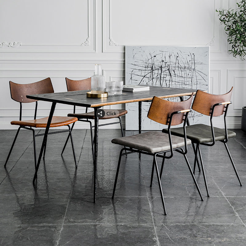 Chaises de salle à manger style contemporain Chaise sans accoudoirs à dossier ouvert avec pieds en métal