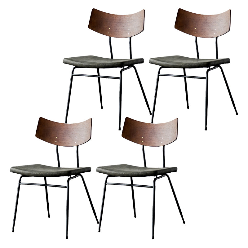 Chaises de salle à manger style contemporain Chaise sans accoudoirs à dossier ouvert avec pieds en métal