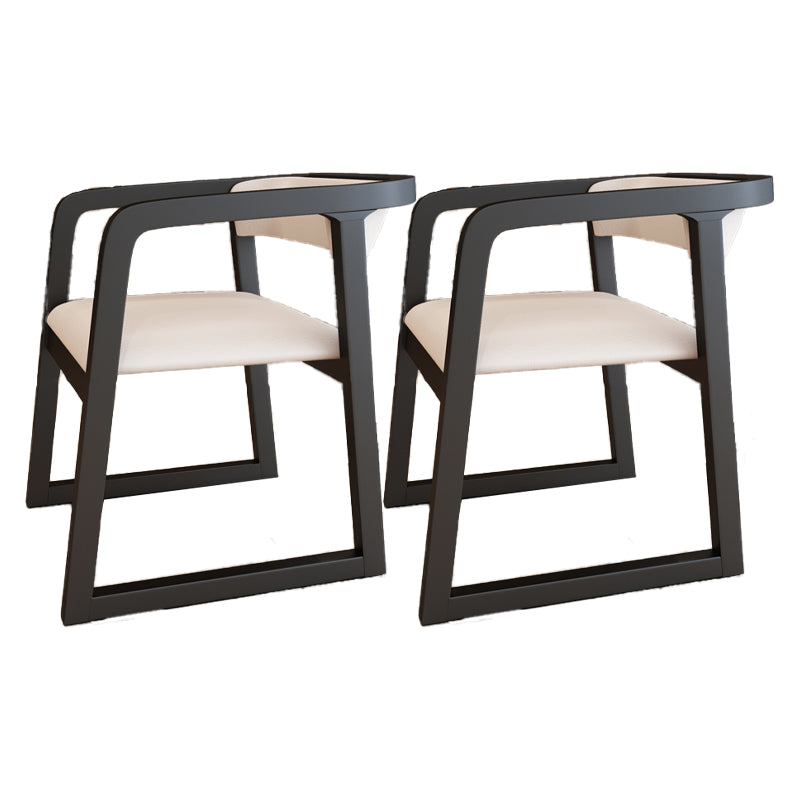 Chaises de salle à manger avec bras de style moderne, fauteuils rembourrés à dossier ouvert avec pieds en bois