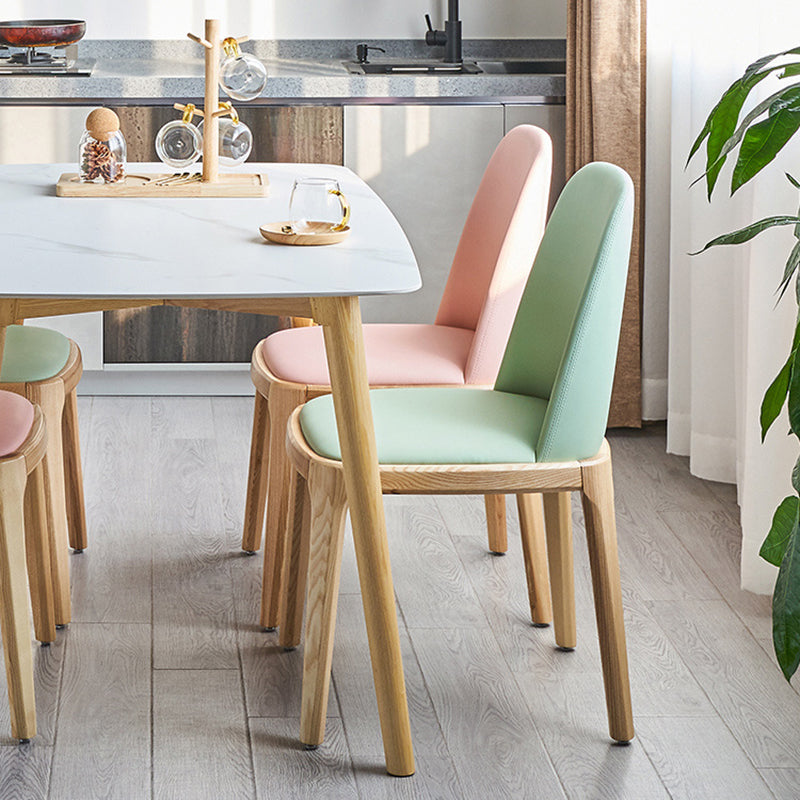 Silla de comedor de madera moderna, sillas de comedor tapizadas sin brazos para uso doméstico