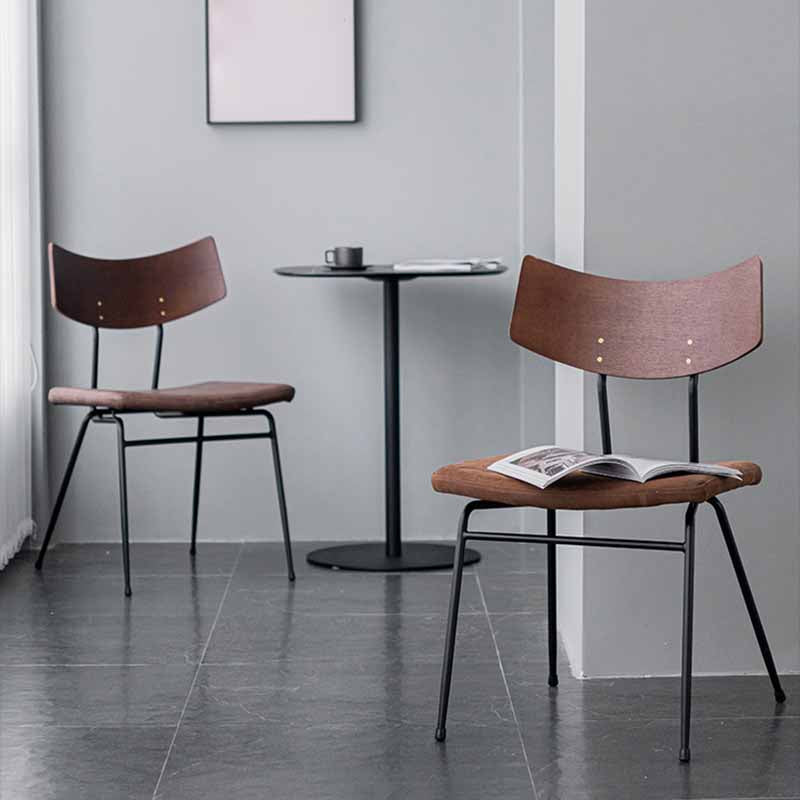 Sillas de comedor estilo moderno Silla auxiliar de cocina sin brazos con patas de metal