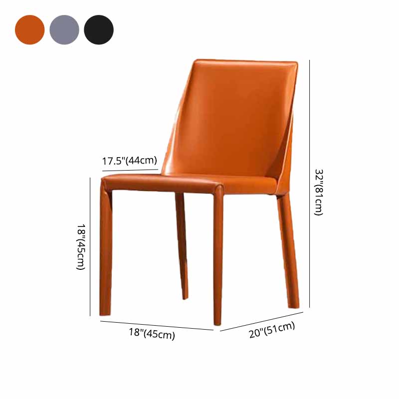Silla de comedor de cuero de silla de montar con respaldo sólido de restaurante estilo diseñador
