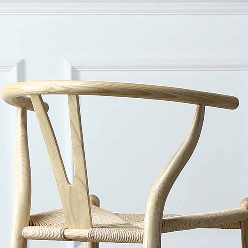 Silla de comedor de madera maciza natural contemporánea con brazo Wishbone para restaurante