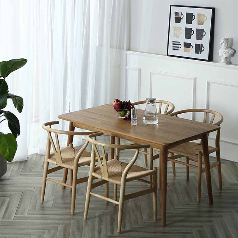 Silla de comedor de madera maciza natural contemporánea con brazo Wishbone para restaurante