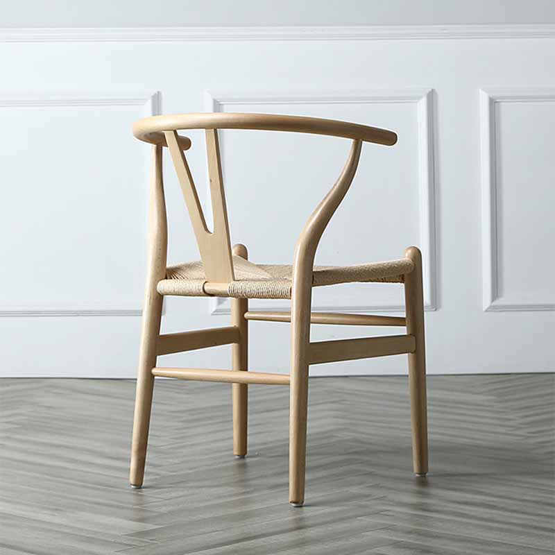 Silla de comedor de madera maciza natural contemporánea con brazo Wishbone para restaurante