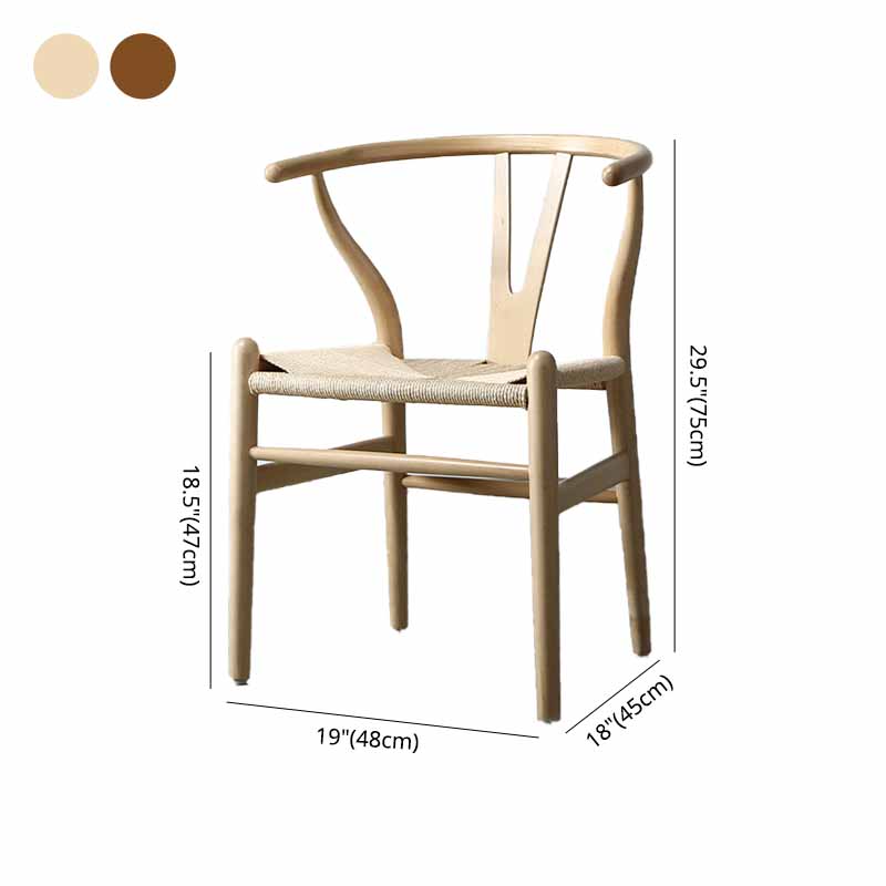Silla de comedor de madera maciza natural contemporánea con brazo Wishbone para restaurante