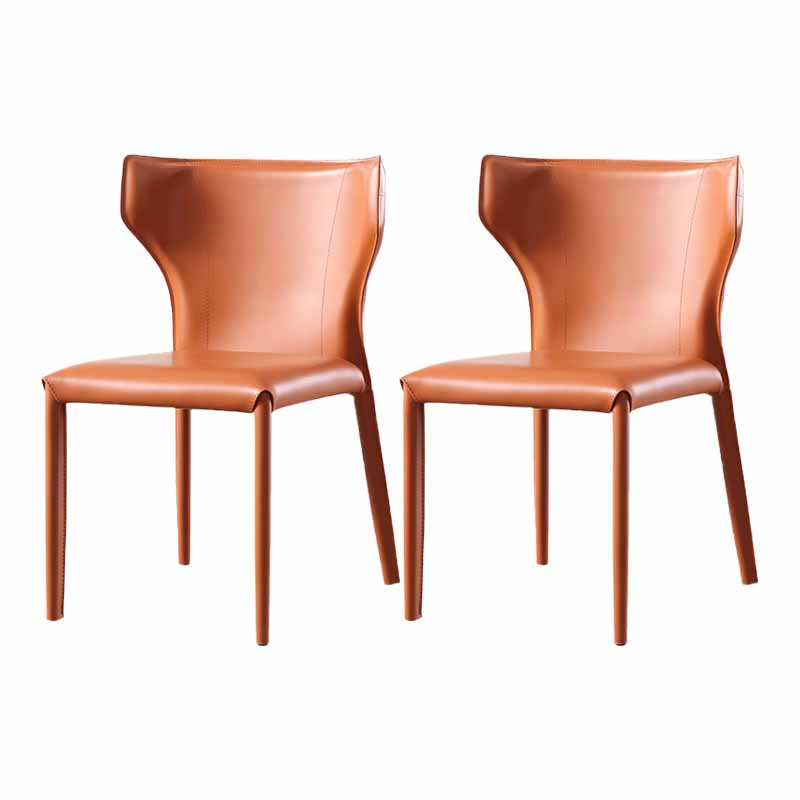 Chaise de salle à manger en cuir de selle de chaise latérale d'aile de restaurant de style de concepteur