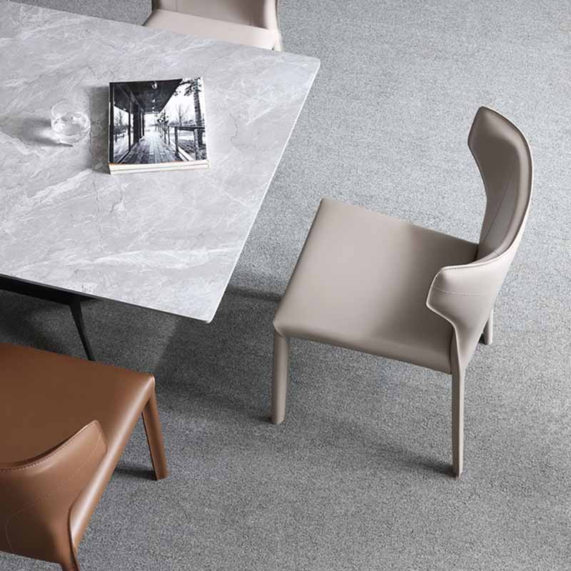 Silla lateral con respaldo lateral para restaurante, estilo diseñador, silla de comedor de cuero