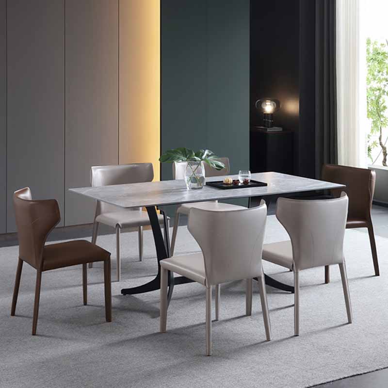 Silla lateral con respaldo lateral para restaurante, estilo diseñador, silla de comedor de cuero