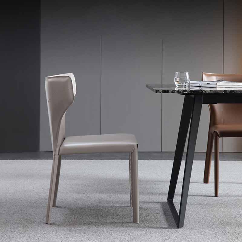 Silla lateral con respaldo lateral para restaurante, estilo diseñador, silla de comedor de cuero
