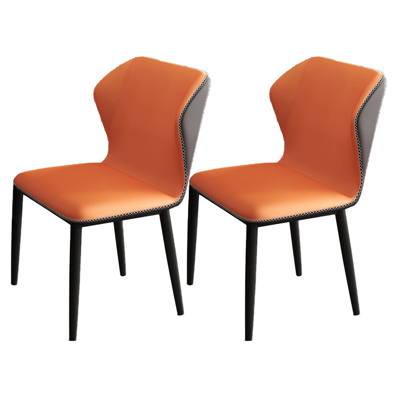 Restaurante contemporáneo Wingback Silla lateral Sillas de comedor de cuero con patas negras