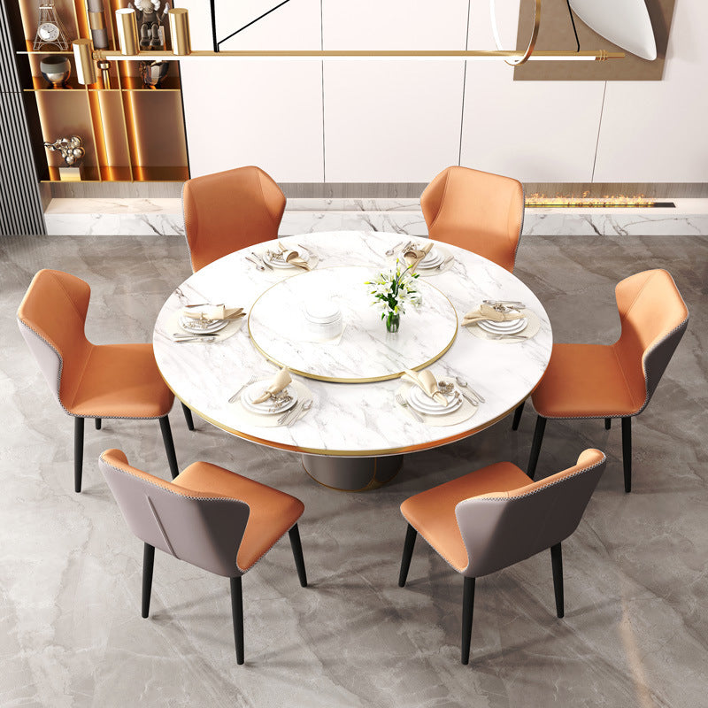 Restaurante contemporáneo Wingback Silla lateral Sillas de comedor de cuero con patas negras
