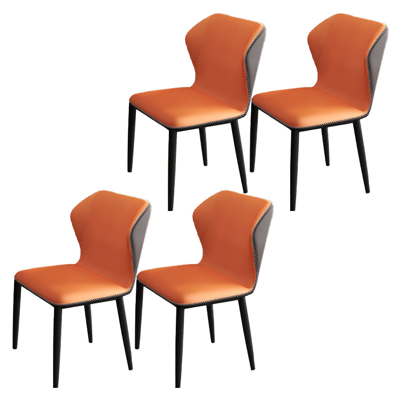 Restaurante contemporáneo Wingback Silla lateral Sillas de comedor de cuero con patas negras
