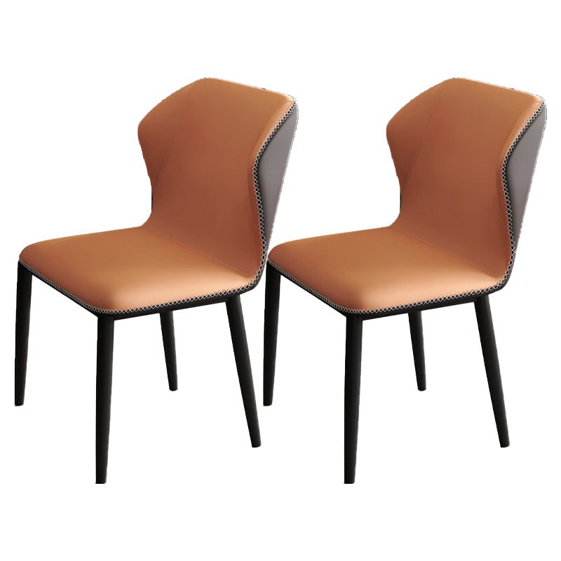 Restaurante contemporáneo Wingback Silla lateral Sillas de comedor de cuero con patas negras