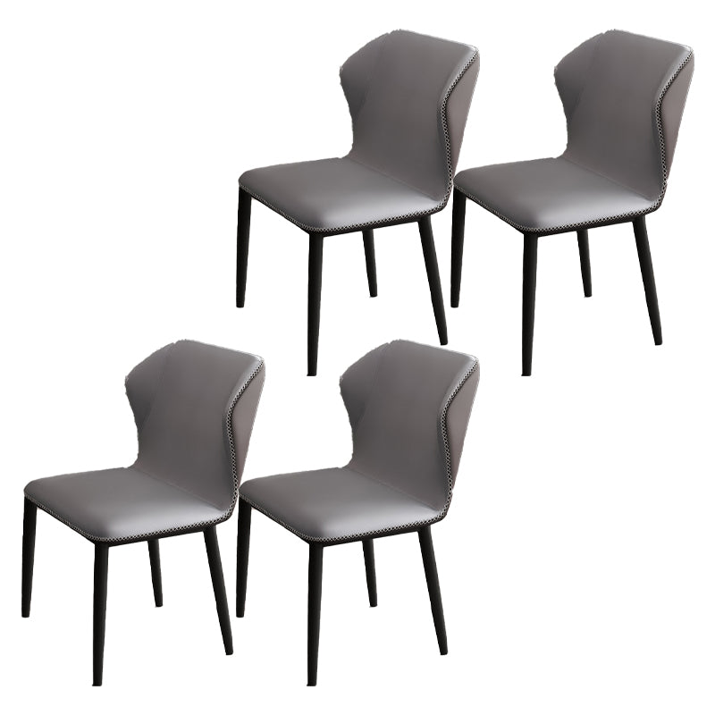 Restaurante contemporáneo Wingback Silla lateral Sillas de comedor de cuero con patas negras