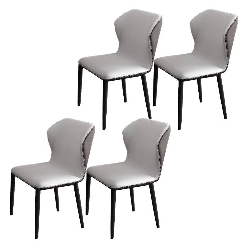 Restaurante contemporáneo Wingback Silla lateral Sillas de comedor de cuero con patas negras