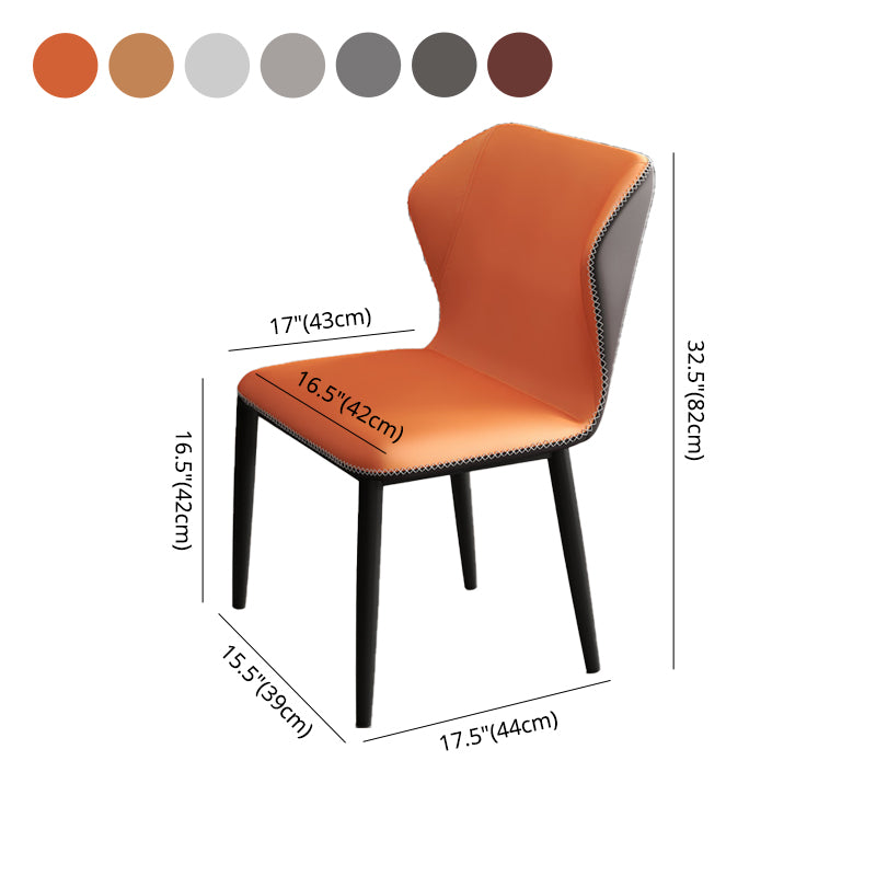 Restaurante contemporáneo Wingback Silla lateral Sillas de comedor de cuero con patas negras