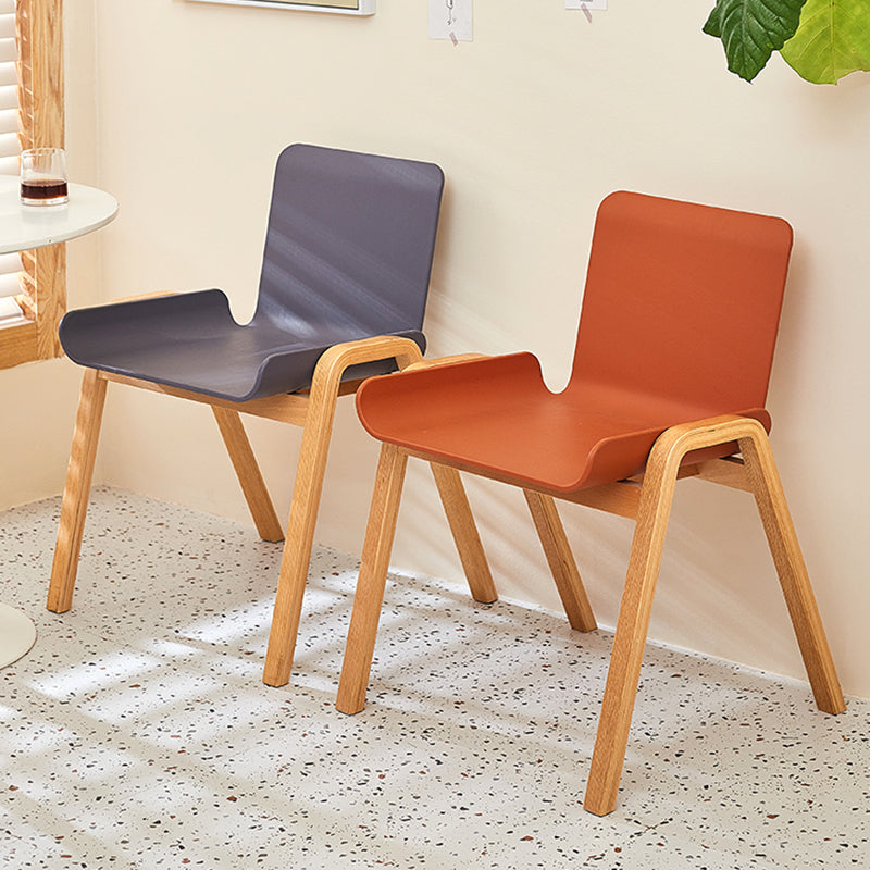 Silla de comedor de estilo moderno Silla auxiliar de cocina sin brazos con patas de madera