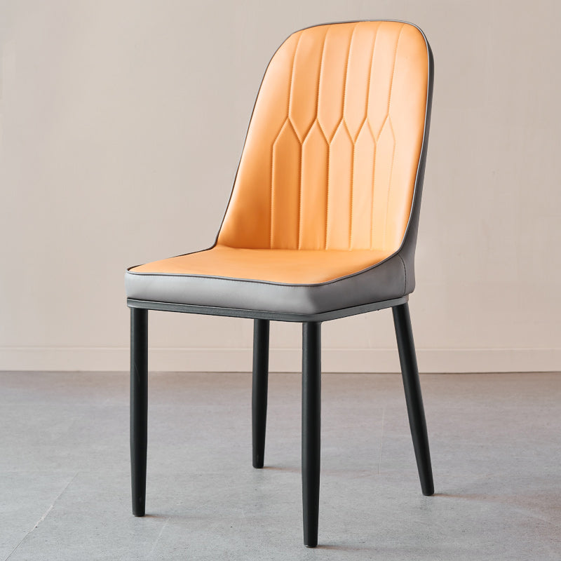 Sillas de comedor de estilo moderno, silla Parsons lateral sin brazos de metal para cocina