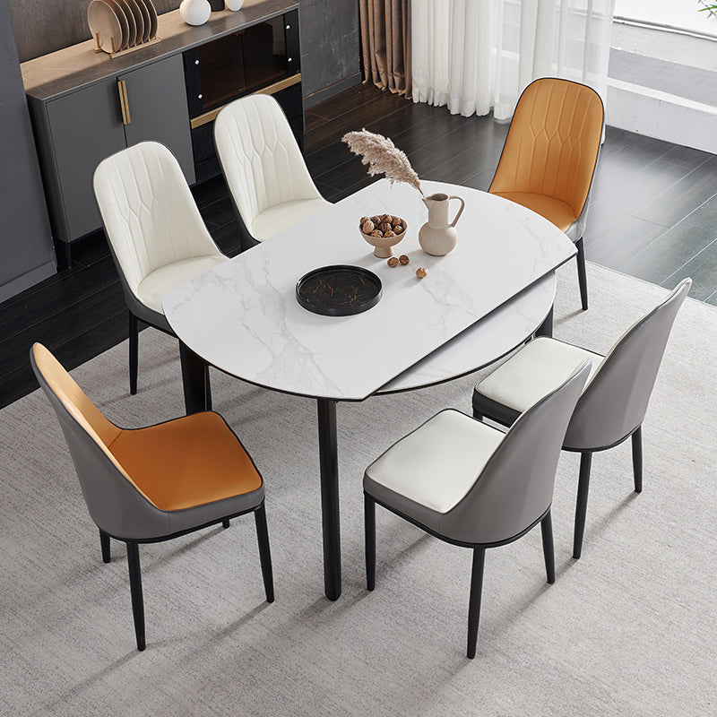 Sillas de comedor de estilo moderno, silla Parsons lateral sin brazos de metal para cocina
